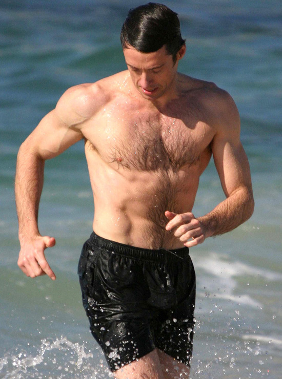 hugh jackman shirtless. We wouldn't mind having a splash around with Hugh Jackman.
