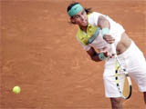 Rafael Nadal of Spain during his victory over Djokovic 6-3, 2-6, 6-1 in the Monte-Carlo Rolex Master's tennis tournament Roquebrune-Cap-Martin, France