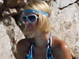 Paris Hilton enjoying the pool at an Eden Roc hotel, near Cannes