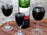 Bottle and 3 glasses of wine