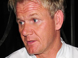 Gordon Ramsay dressed in his chef's uniform at Claridge's Hotel, London, England