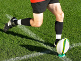 Kicking a rugby ball