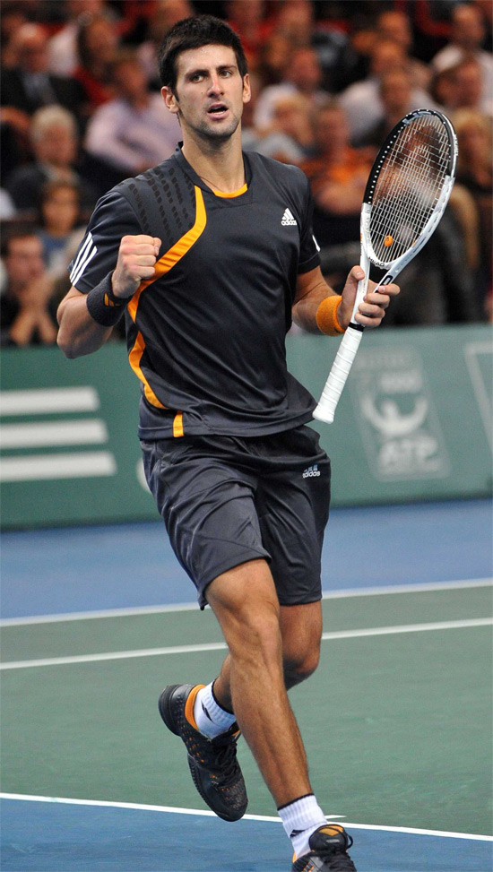 Novak Djokovic in a grey tshirt