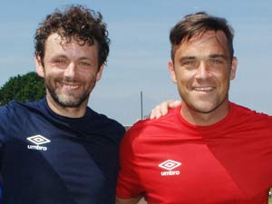 Michael Sheen and Robbie Williams at Soccer Aid