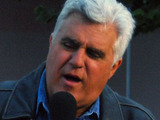 Jay Leno filming a segment for 'The Tonight Show with Jay Leno' on Melrose Avenue