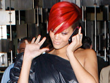 Rihanna leaving a restaurant