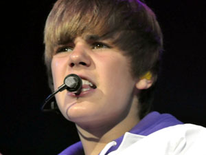 Justin Bieber performs during the 'My World' tour at the Air Canada Centre.