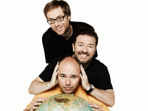 Karl Pilkington, Ricky Gervais and Stephen Merchant in An Idiot Abroad