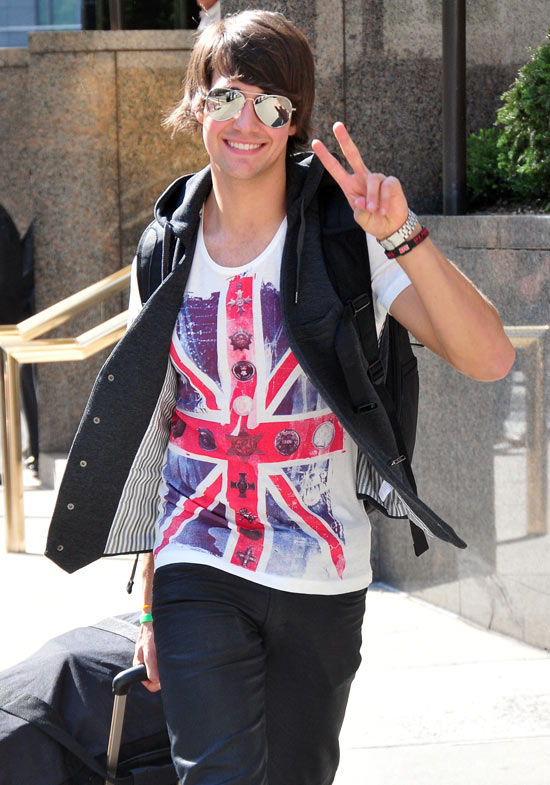 James Maslow of the band Big Time Rush departs his hotel, New York ...