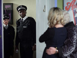 As Janine prepares to do a runner, she is horrified to open her front door to police officers.