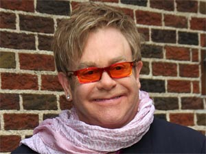 Elton John arrives at the Ed Sullivan Theater in New York City ahead of an appearance on 'The Late Show with David Letterman'