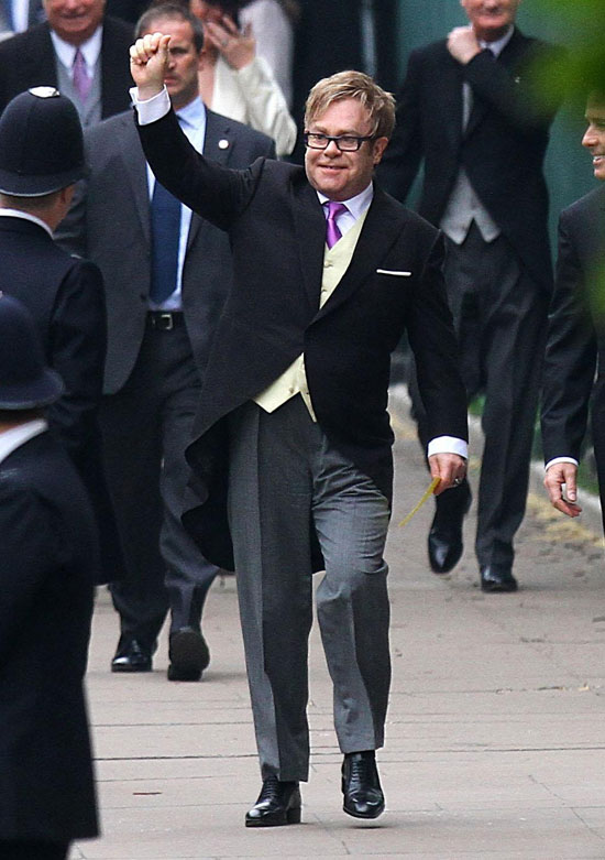 elton john at royal wedding. Sir Elton John arrives at