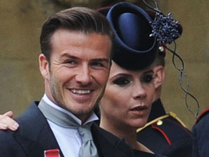 David and Victoria Beckham arrive at Westminster Abbey
