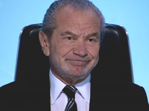 Lord Alan Sugar in The Apprentice boardroom