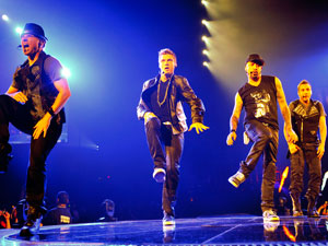 Backstreet Boys performing live in concert on the NKOTBSB Tour in Illinois