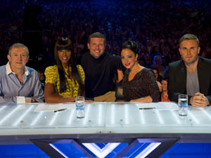 The judges and Dermot at the Birmingham X Factor auditions