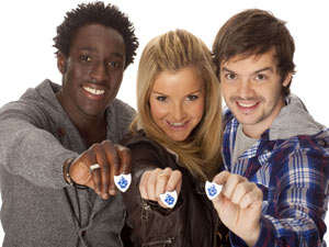 Blue Peter presenters Andy Akinwolere, Helen Skelton and Barney Harwood