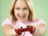 Woman playing a video game