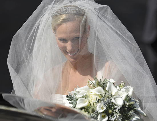 Zara Phillips arriving for her wedding to Mike Tindall at Canongate Kirk in Edinburgh.