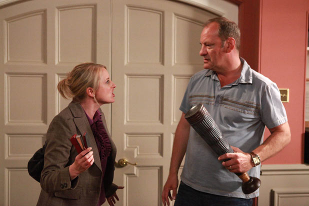 Jimmy follows Nicola to Home Farm to check she is ok