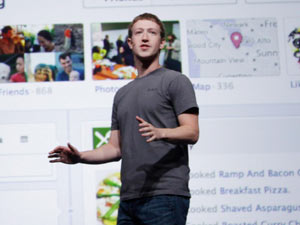 Facebook CEO Mark Zuckerberg talks about Timeline during the f/8 conference