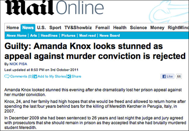 Amanda Knox 'Guilty' Daily Mail