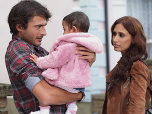 Syed Masood (Marc Elliott), Amira Shah (Preeya Kalidas) and baby Yasmin