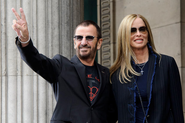 Peace and love from Ringo Starr and Barbara Bach at Marleybone Town Hall