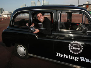 Dr James Brighton and Colin Murray unveil the world's first remote controlled black cab in London
