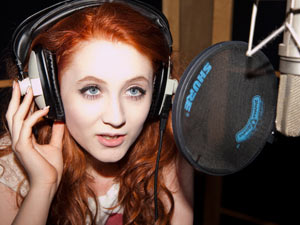 Janet Devlin recording 'Wishing On A Star' the X Factor charity single