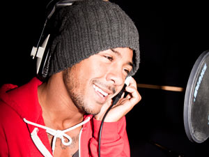 Marcus Collins recording 'Wishing On A Star' the X Factor charity single