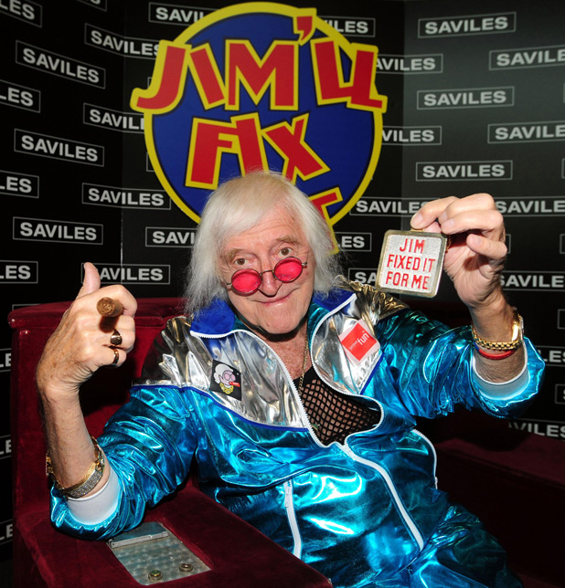 Jimmy Savile in a blue tracksuit