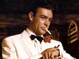 Sean Connery in Goldfinger. It takes a special kind of secret agent to pull off a white tuxedo