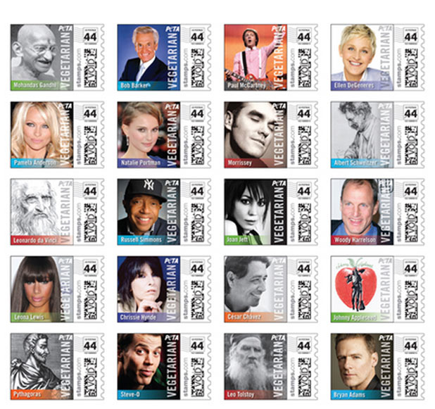 Famous vegetarians appear on US stamps for PETA