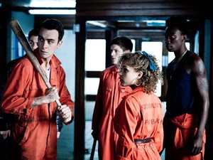 Rudy (Joseph Gilgun), Alisha (Antonia Thomas), Simon (Iwan Rheon) and Curtis (Nathan Stewart Jarrett),
Misfits