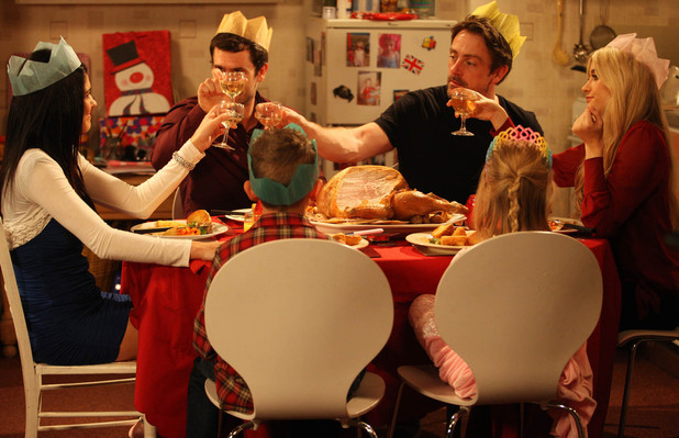 Debbie Dingle (Charley Webb) and Alicia Gallagher (Natalie Anderson) clash over Christmas dinner