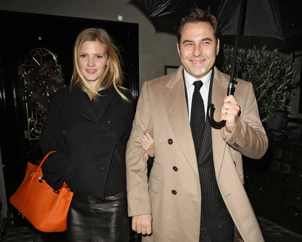 David Walliams and Lara Stone leaving Scotts restaurant after dining with Gary and Dawn Barlow
London,