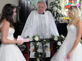 The guests look on as Sian reads her vows perfectly