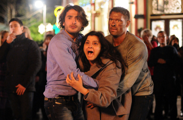 Syed, Zainab and Christian watch in horror as the B&B explodes