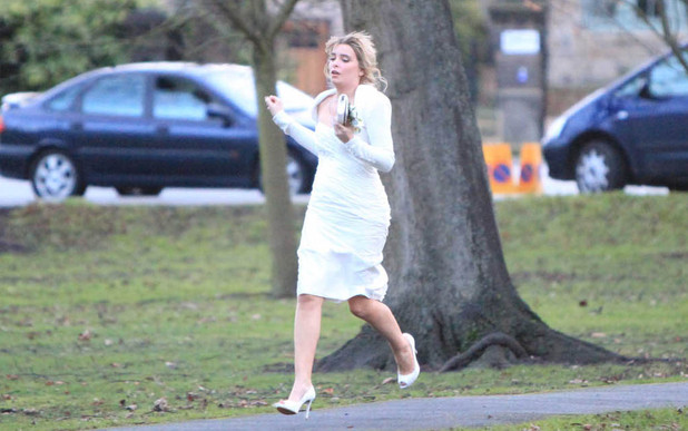 Charity Tate (Emma Atkins) rushes to make her wedding on time