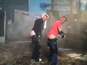 Tom Hardy gets shot in the bum with a paintball