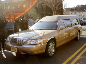 The hearse carrying Whitney Houston