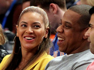 Beyonce and Jay-Z at the New York Knicks v New Jersey Nets, NBA basketball game, Madison Square Garden, New York