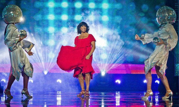 Fatima Whitbread and The Cuban Brothers perform to The Bee Gees 'Night Fever'. 