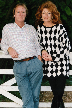 Dennis Waterman and Rua Lenska at The Promota John Francome Celebrity Classic Golf Tournament, Camberley