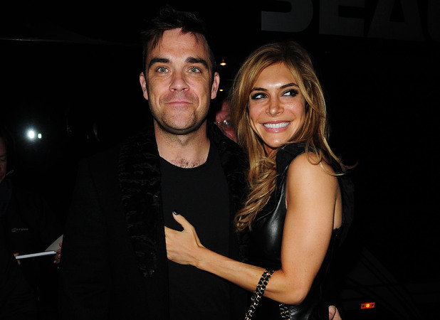 Robbie Williams and wife Ayda Field
arrive at the Opera House Manchester to watch the Pantomime 'Pantos on Strike' featuring Robbie's best friend Jonathan Wicks.
Manchester, England - 16.11.10
Mandatory Credit: Steve Searle/WENN.com