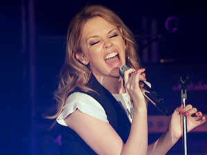 Kylie Minogue performs on stage during the opening night of her Anti-Tour UK tour at Manchester Academy. Manchester