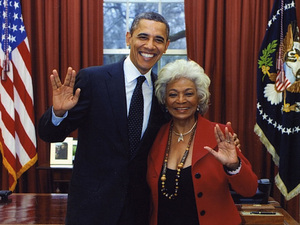 Barack Obama does 'Star Trek' Vulcan salute with Nichelle Nichols