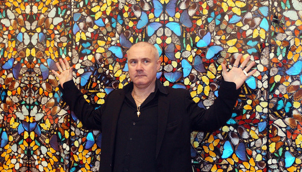 The Artist with his piece I Am Become Death, Shatterer of Worlds (2006), Damien Hirst