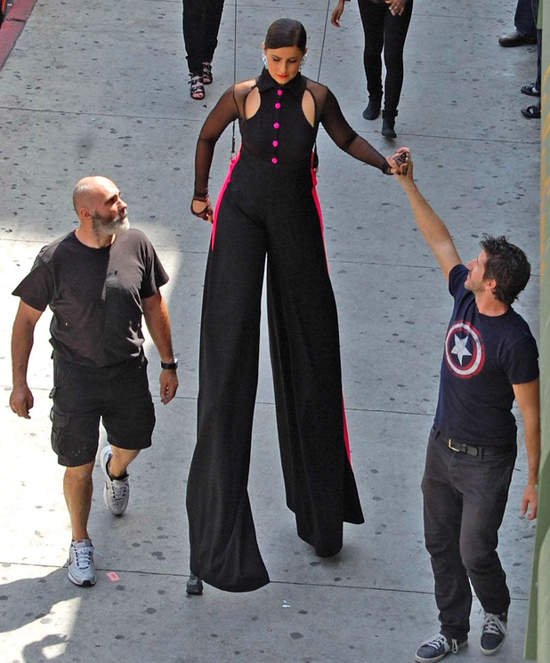 Nelly Furtado filming a music video in Downtown Los Angeles